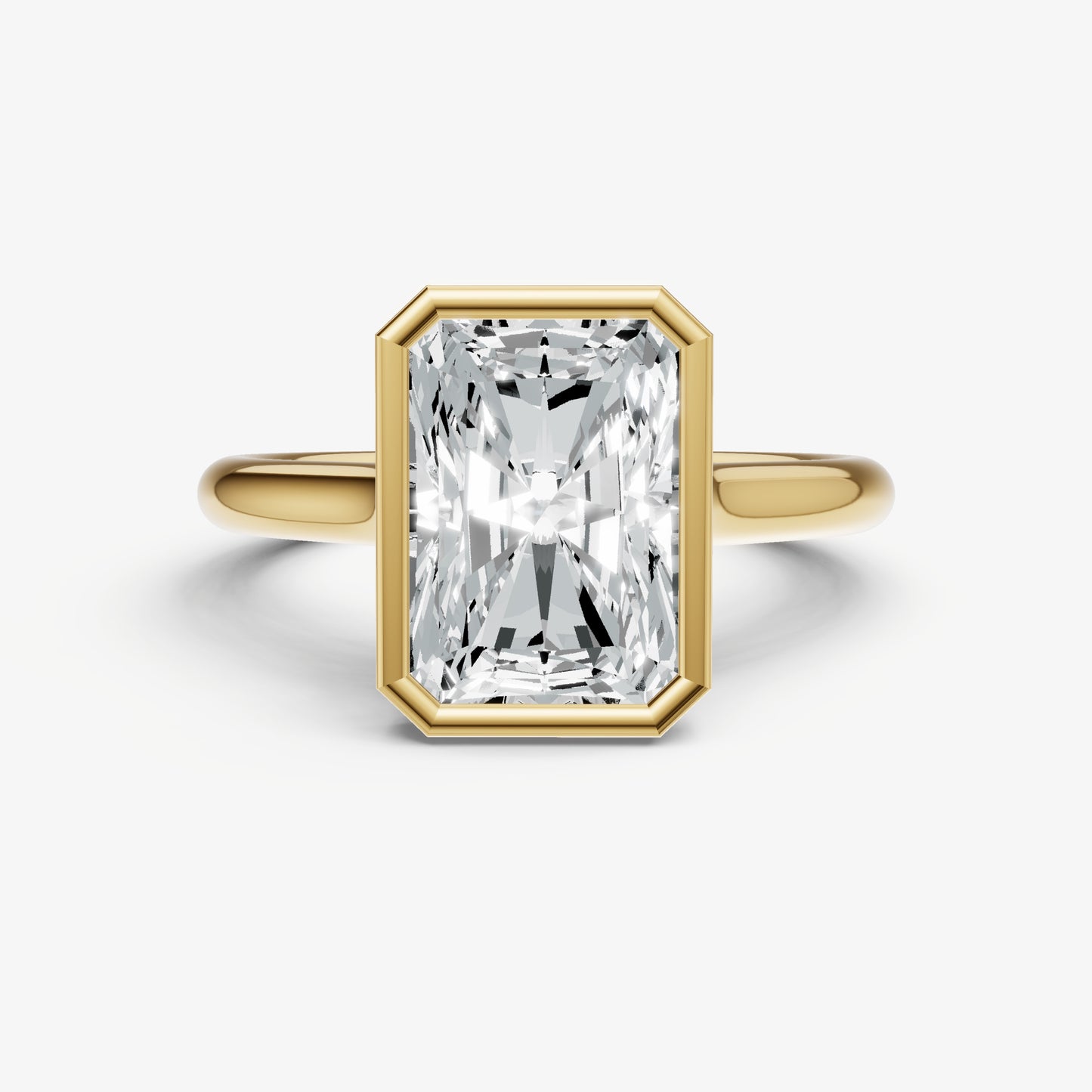 Radiant Bezel Set Cathedral Set Engagement Ring