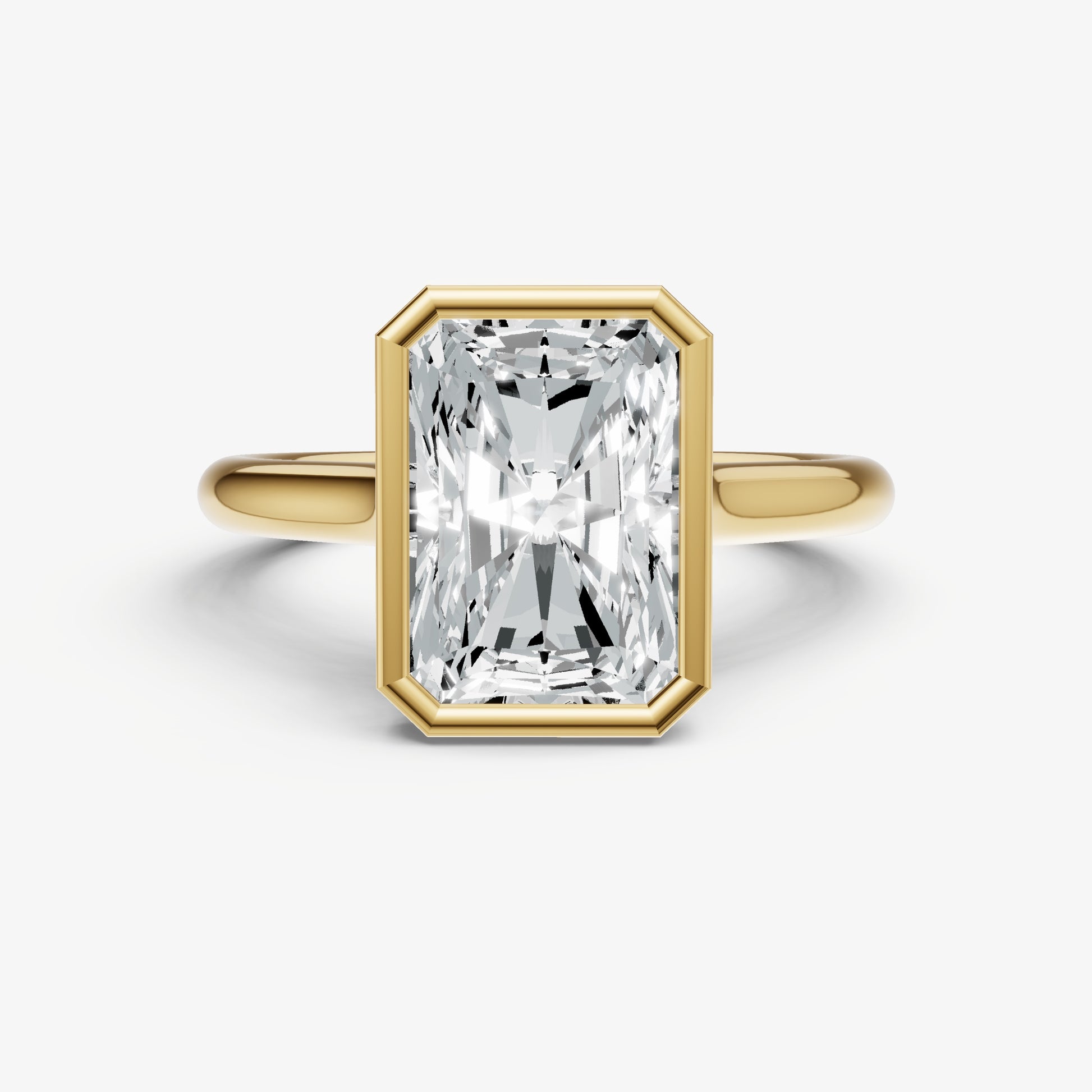 Radiant Bezel Set Cathedral Set Engagement Ring