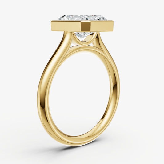 Radiant Bezel Set Cathedral Set Engagement Ring
