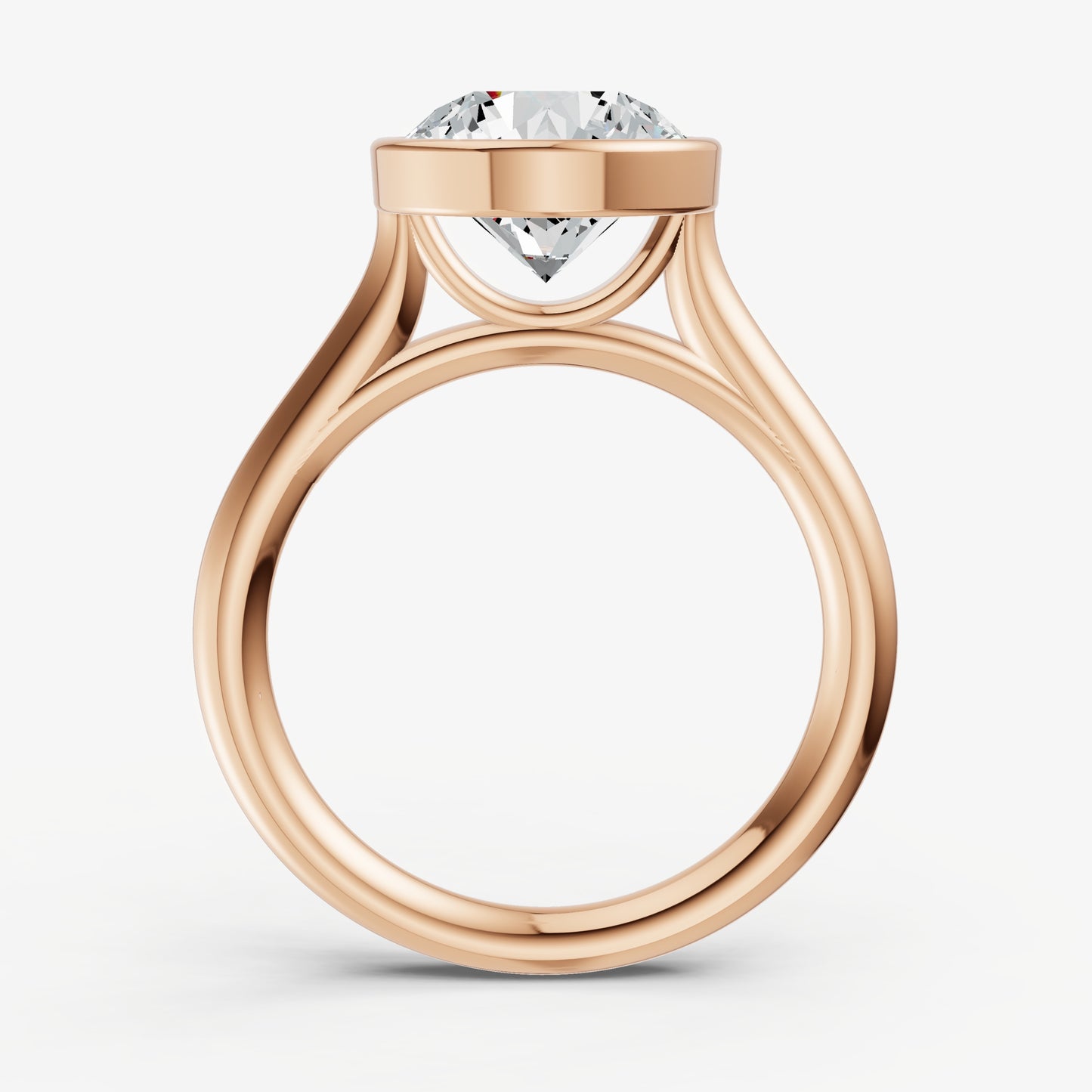 Round Bezel Set Cathedral Set Engagement Ring