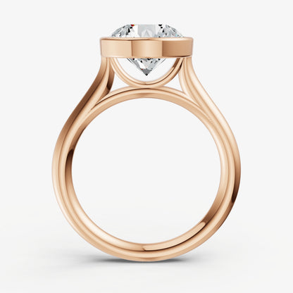 Round Bezel Set Cathedral Set Engagement Ring