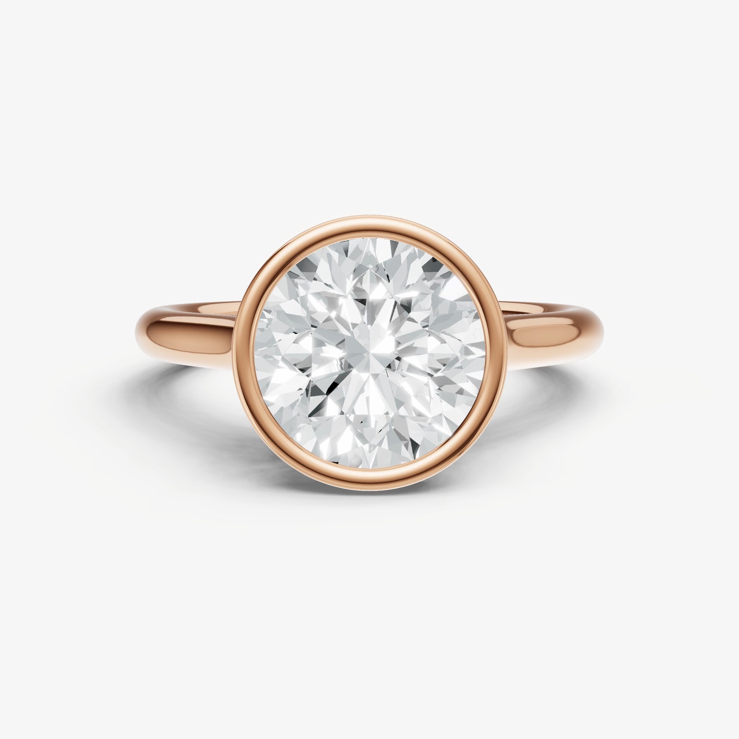 Round Bezel Set Cathedral Set Engagement Ring