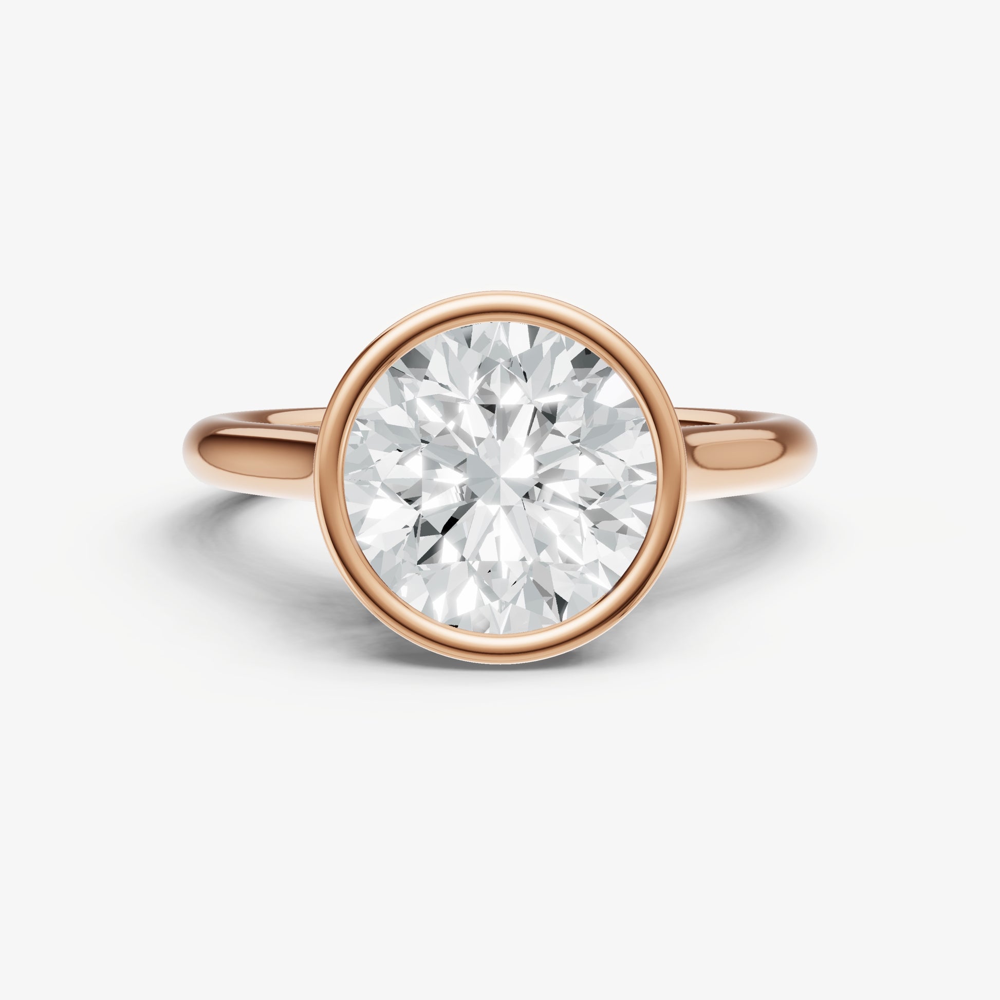 Round Bezel Set Cathedral Set Engagement Ring
