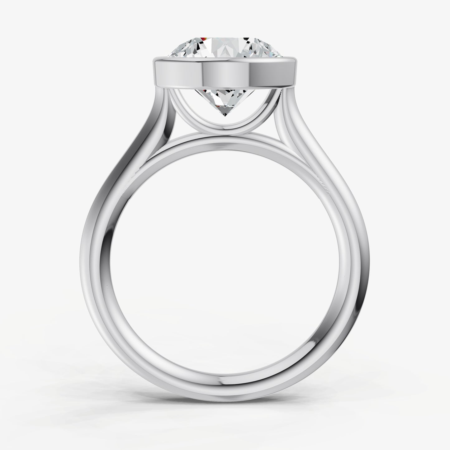 Round Bezel Set Cathedral Set Engagement Ring