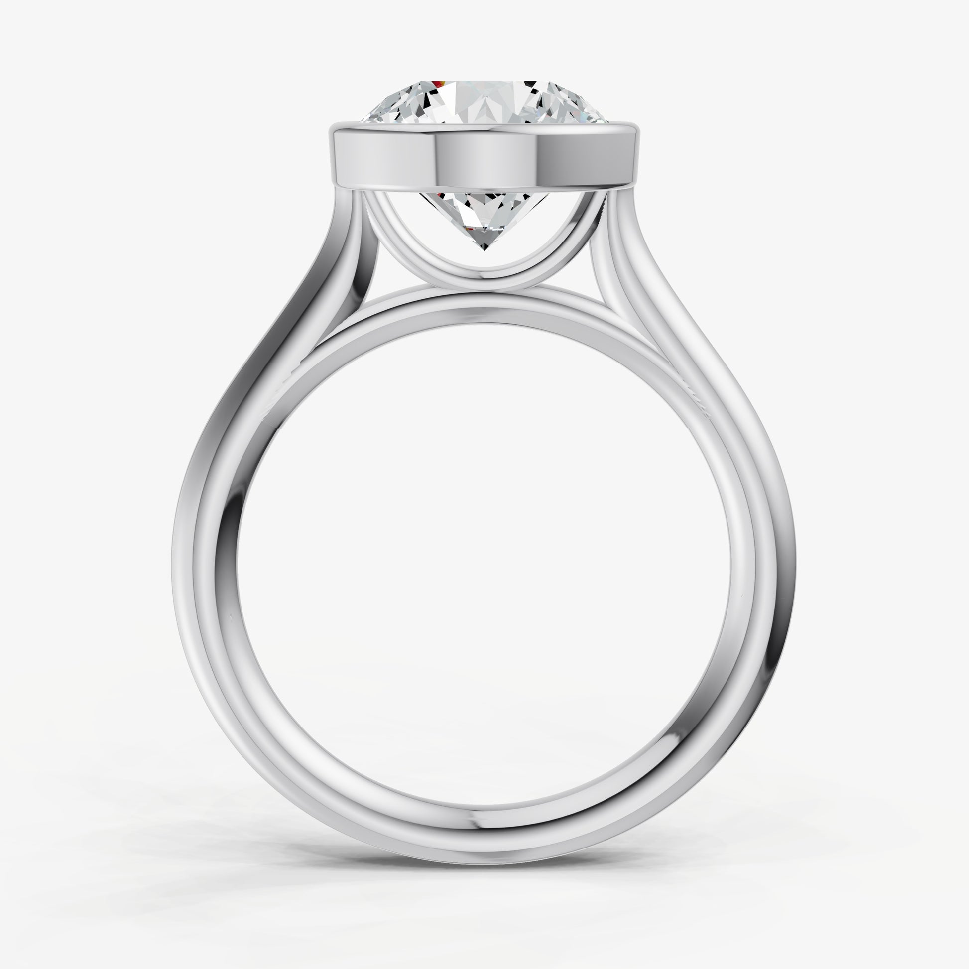 Round Bezel Set Cathedral Set Engagement Ring