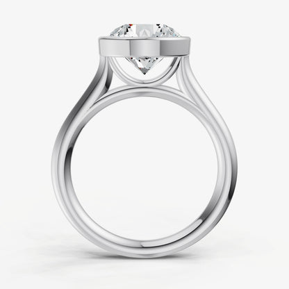 Round Bezel Set Cathedral Set Engagement Ring