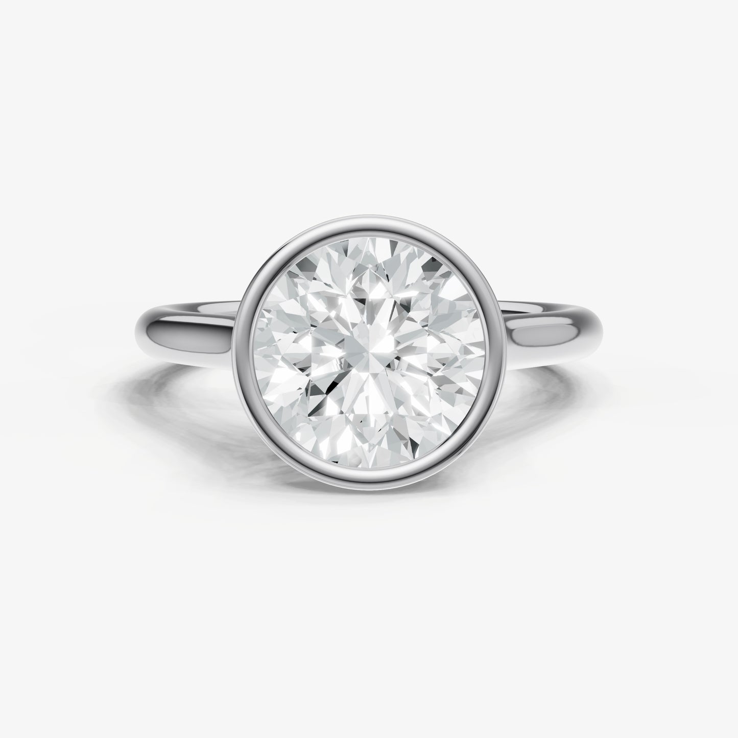 Round Bezel Set Cathedral Set Engagement Ring