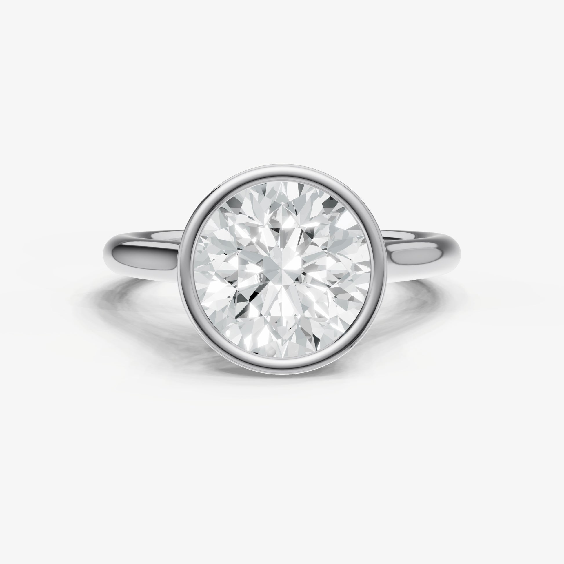 Round Bezel Set Cathedral Set Engagement Ring