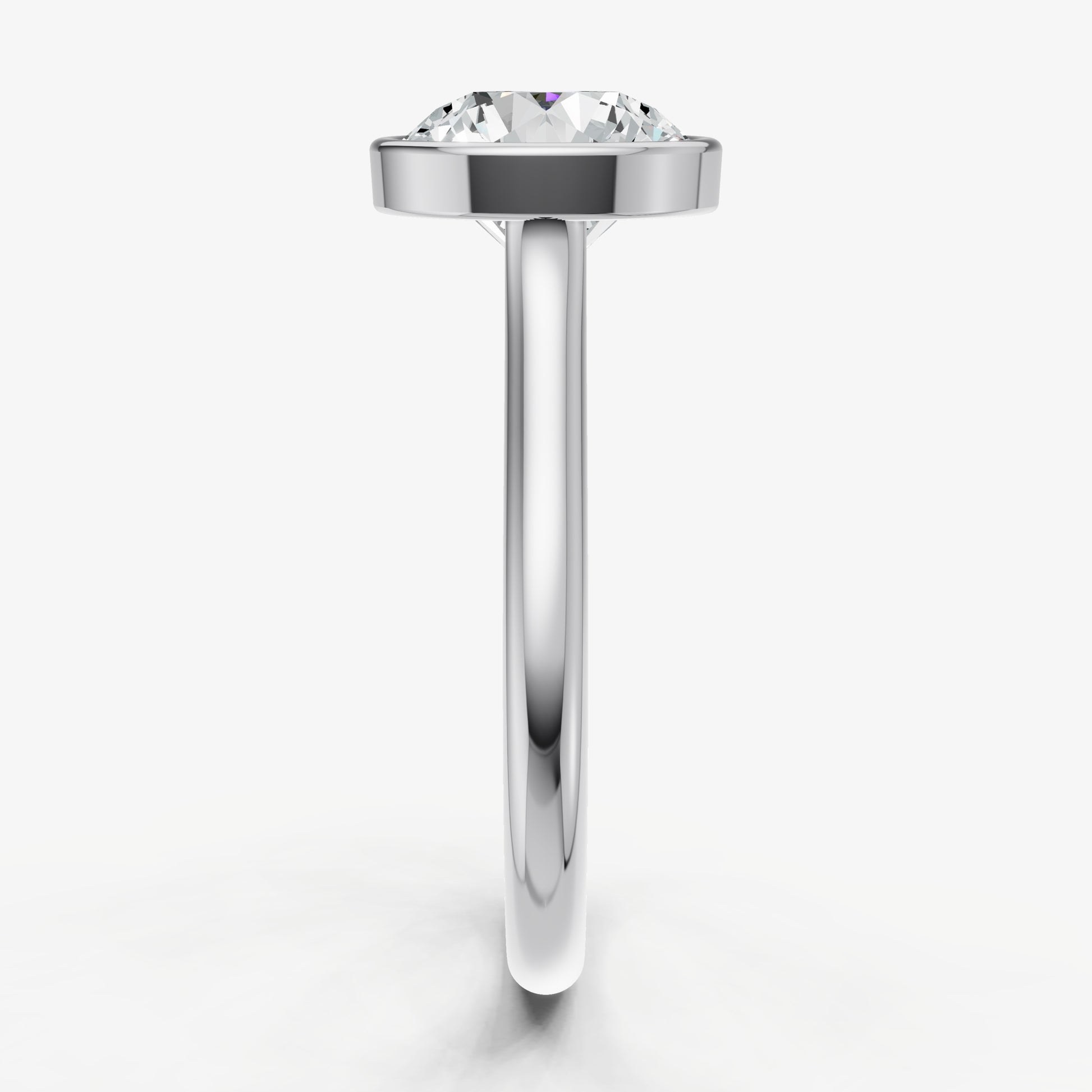 Round Bezel Set Cathedral Set Engagement Ring