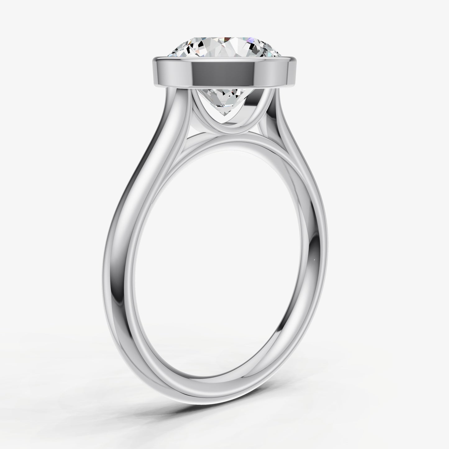 Round Bezel Set Cathedral Set Engagement Ring