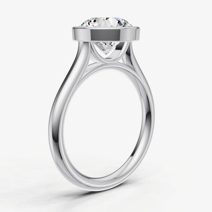Round Bezel Set Cathedral Set Engagement Ring