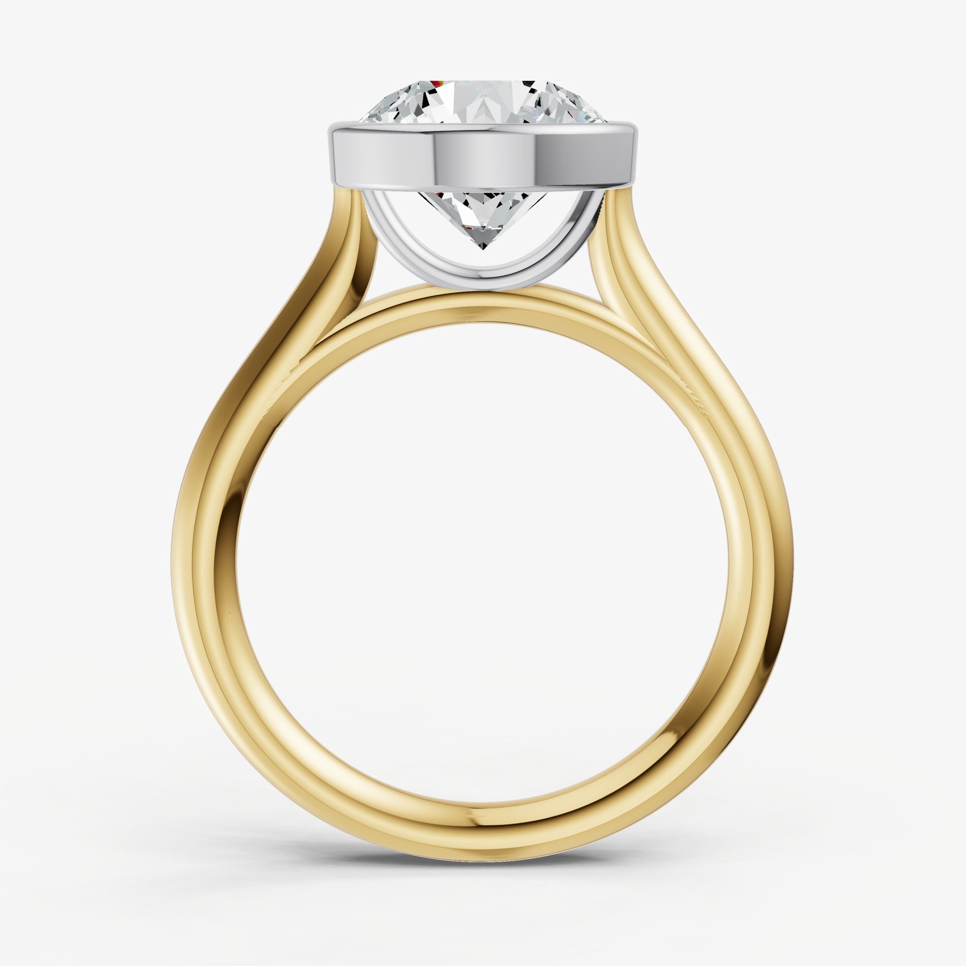 Round Bezel Set Cathedral Set Engagement Ring