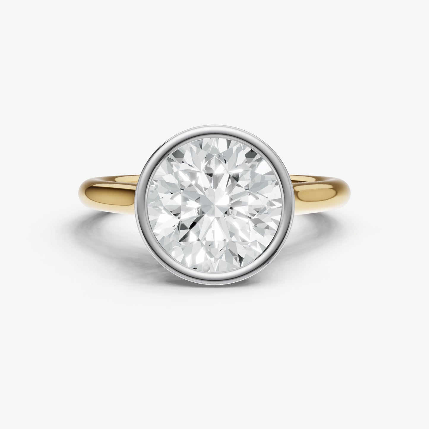 Round Bezel Set Cathedral Set Engagement Ring