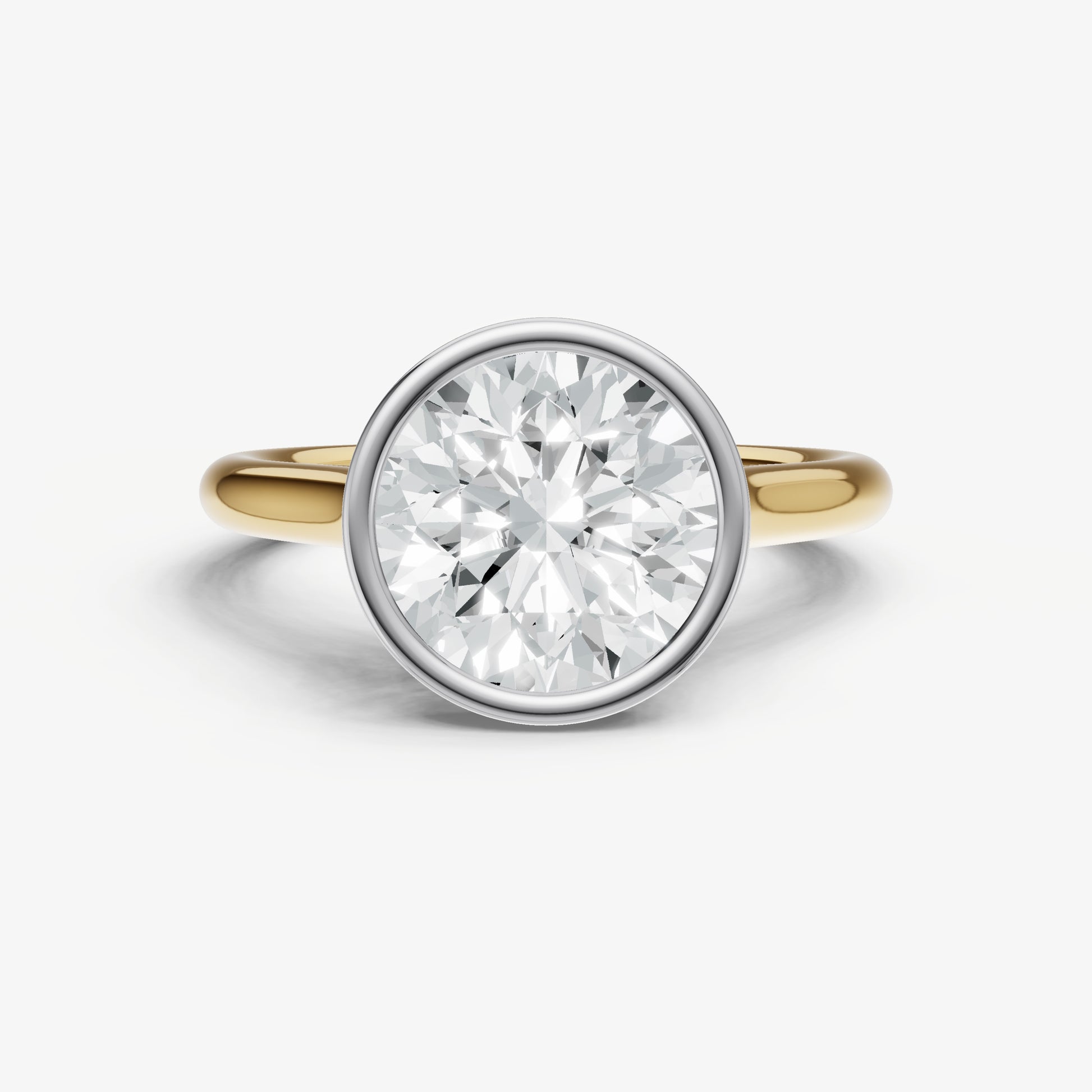 Round Bezel Set Cathedral Set Engagement Ring