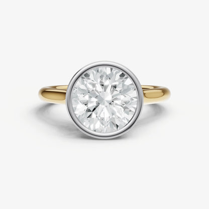 Round Bezel Set Cathedral Set Engagement Ring