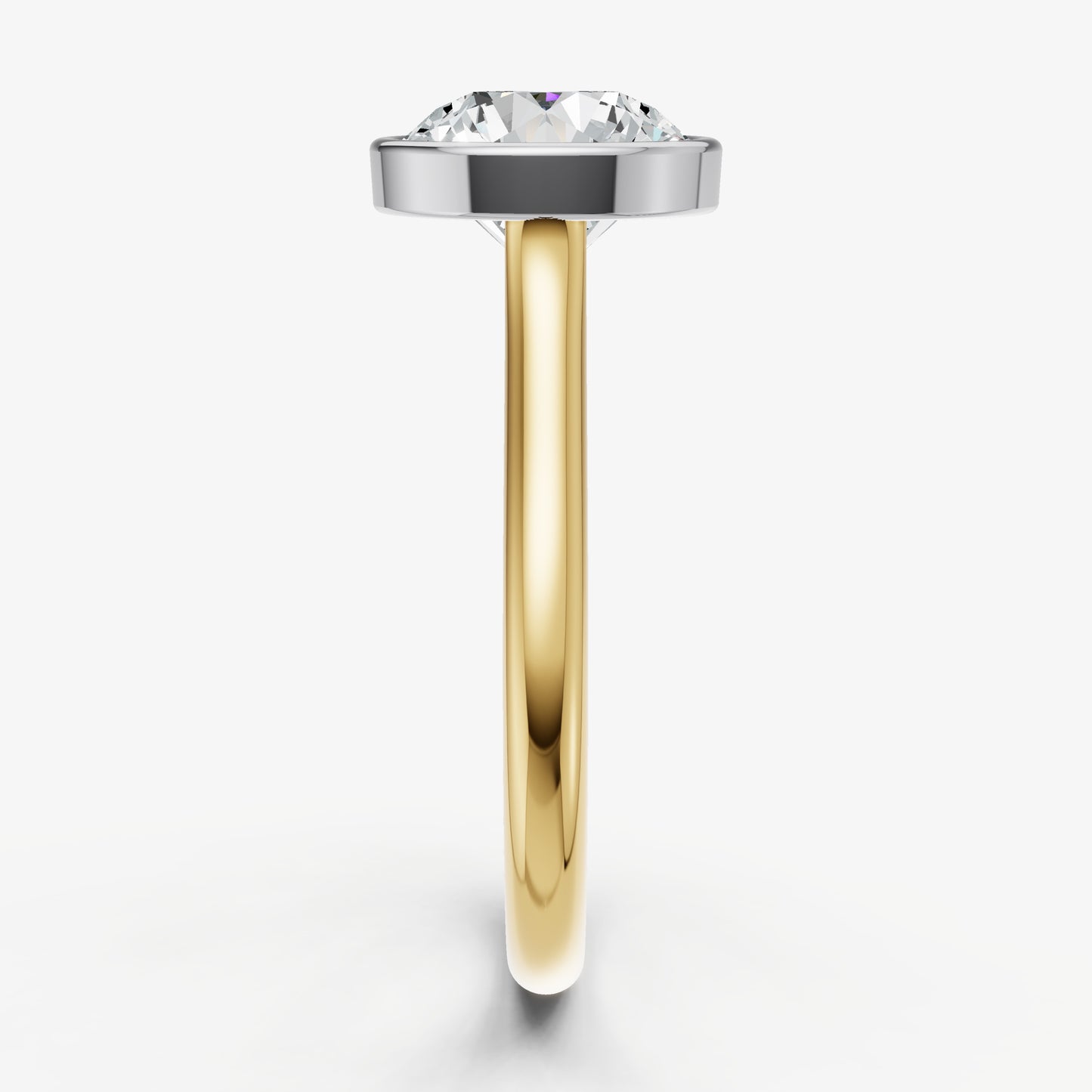 Round Bezel Set Cathedral Set Engagement Ring