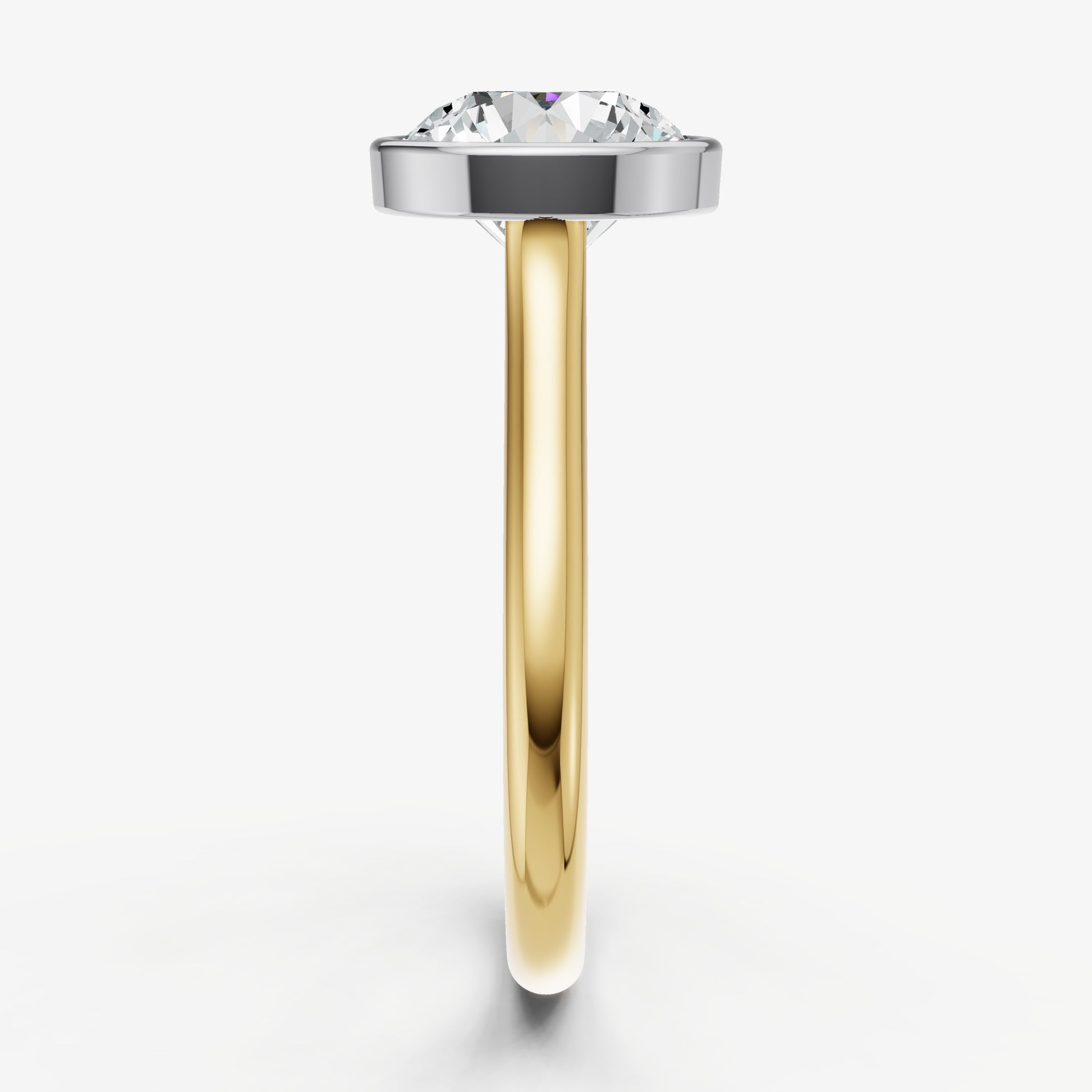 Round Bezel Set Cathedral Set Engagement Ring