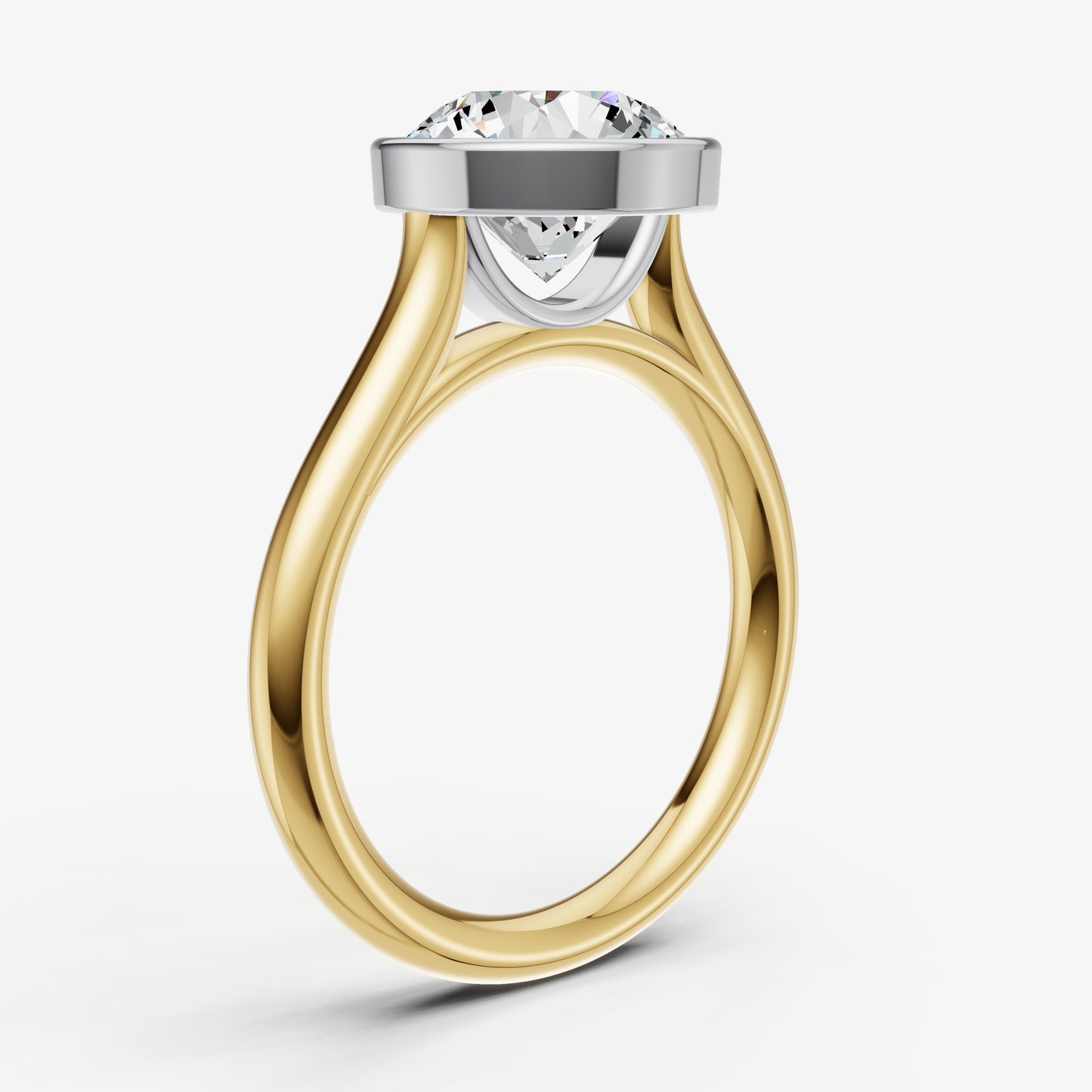 Round Bezel Set Cathedral Set Engagement Ring