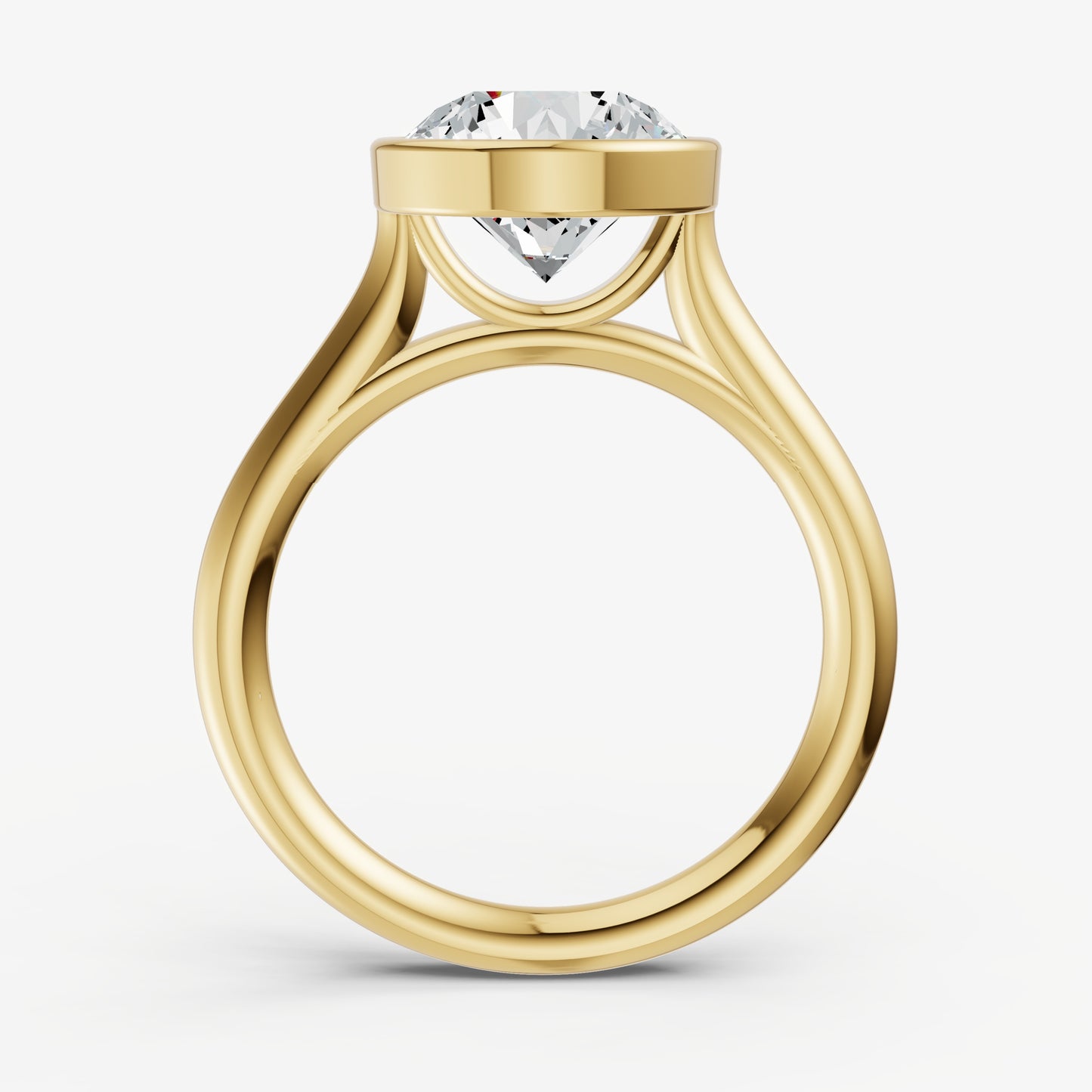 Round Bezel Set Cathedral Set Engagement Ring