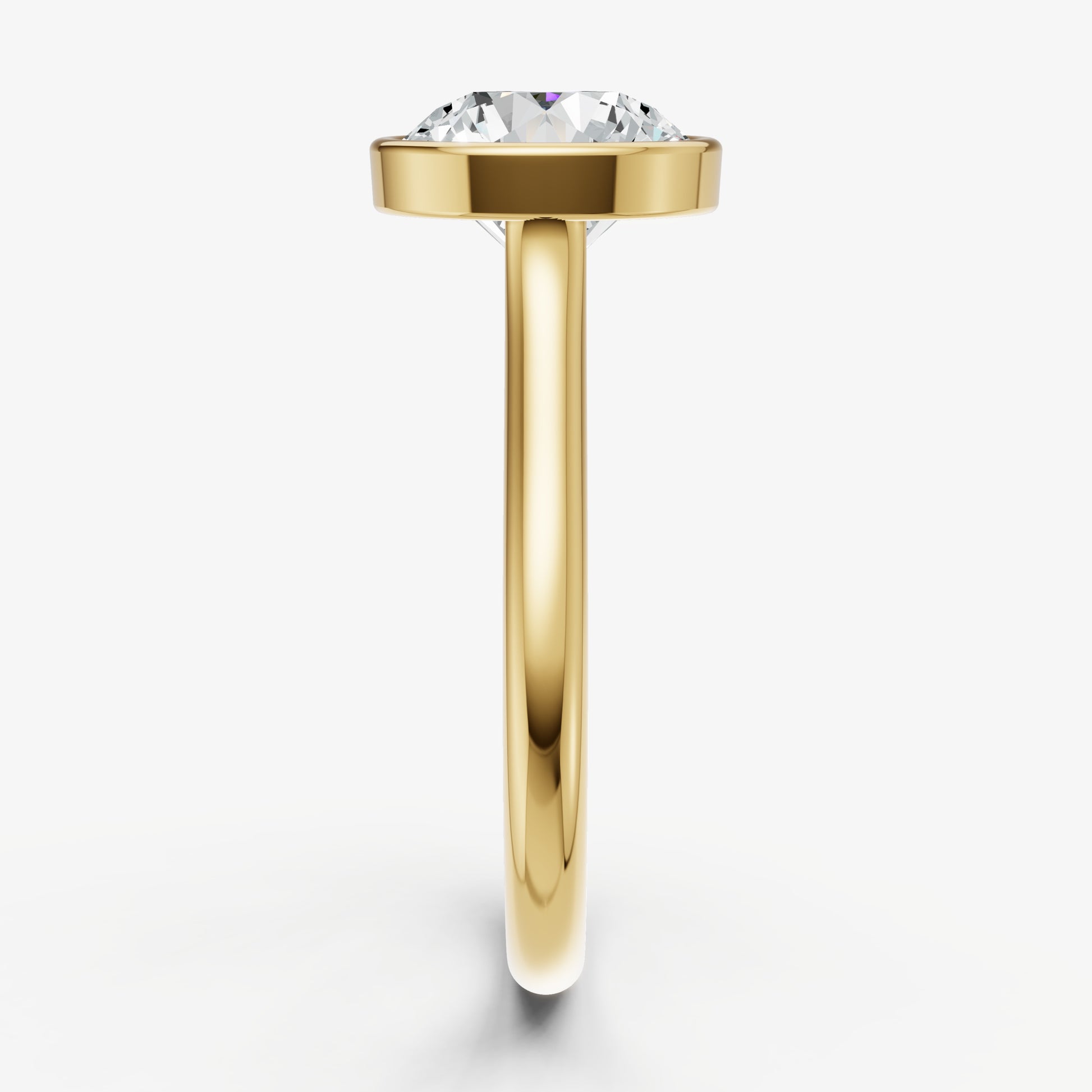 Round Bezel Set Cathedral Set Engagement Ring
