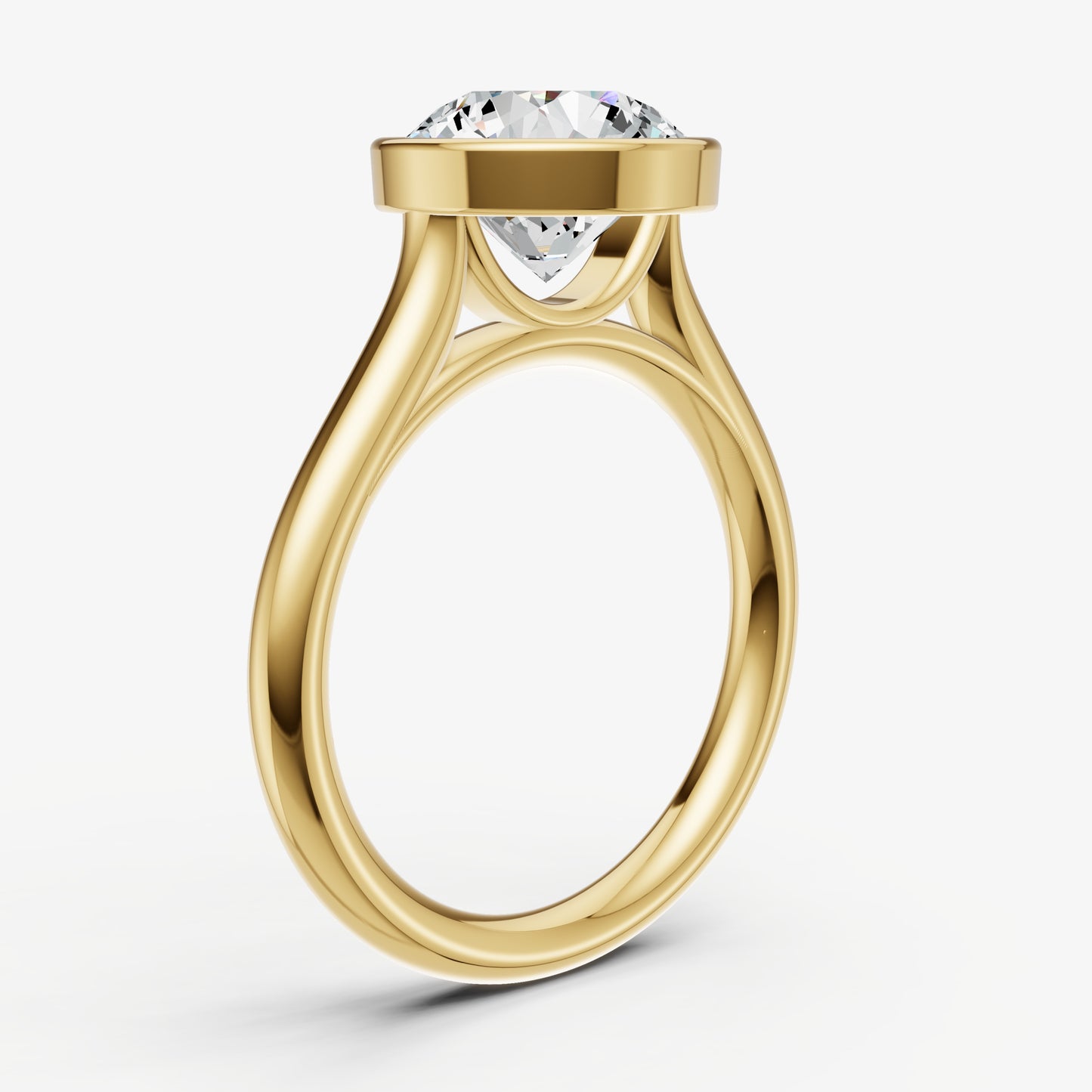Round Bezel Set Cathedral Set Engagement Ring