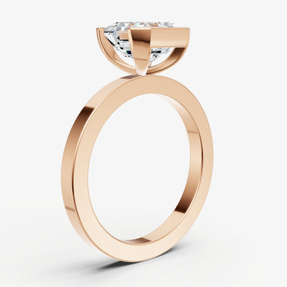 Asscher Bezel Set Solitaire Engagement Ring