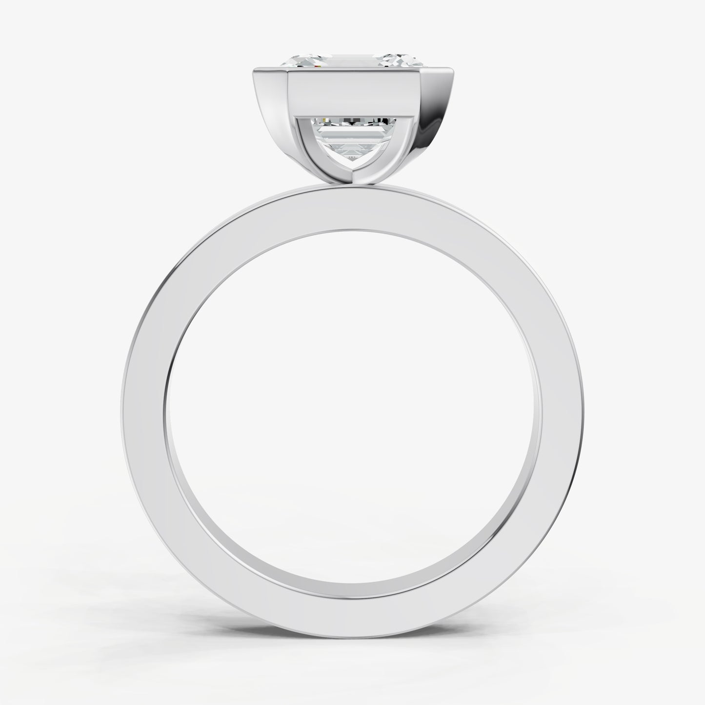 Asscher Bezel Set Solitaire Engagement Ring