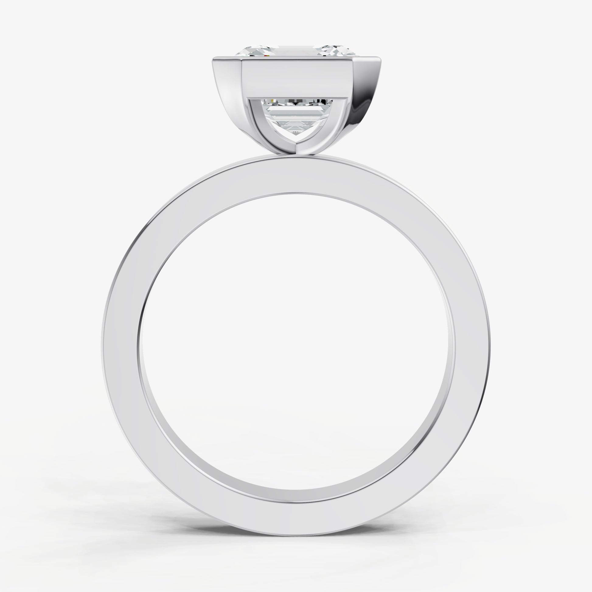 Asscher Bezel Set Solitaire Engagement Ring