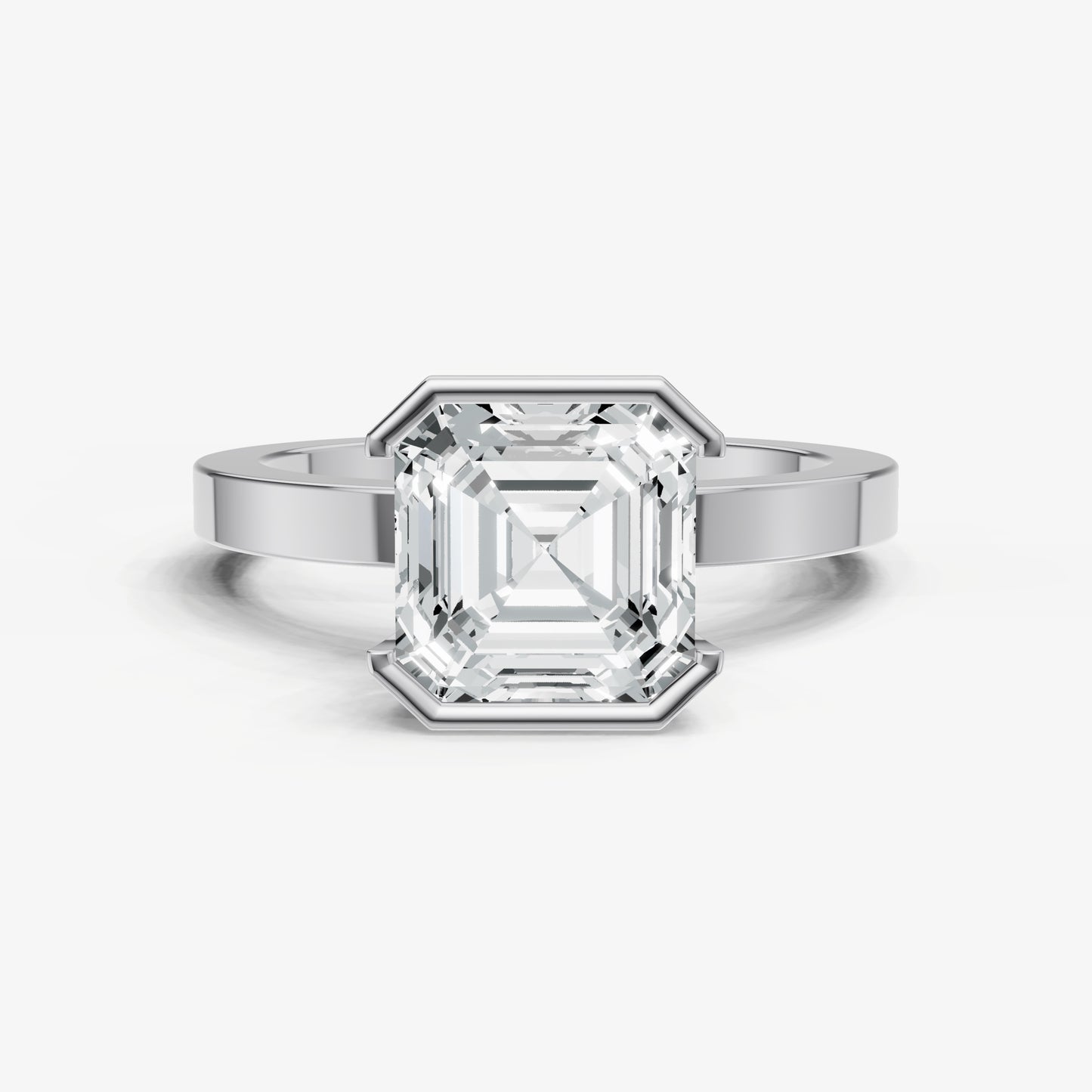 Asscher Bezel Set Solitaire Engagement Ring