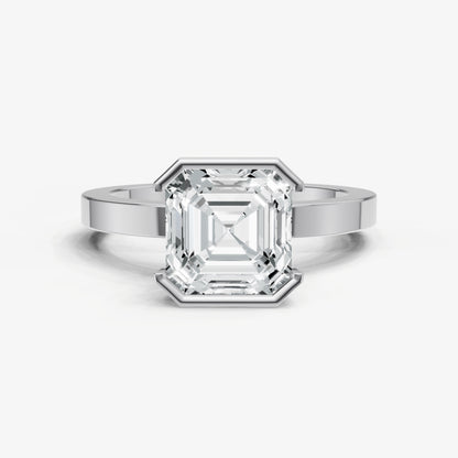 Asscher Bezel Set Solitaire Engagement Ring