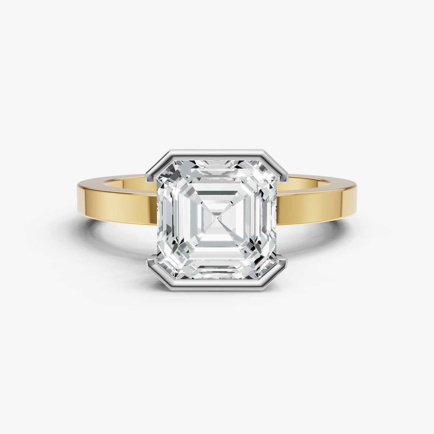 Asscher Bezel Set Solitaire Engagement Ring