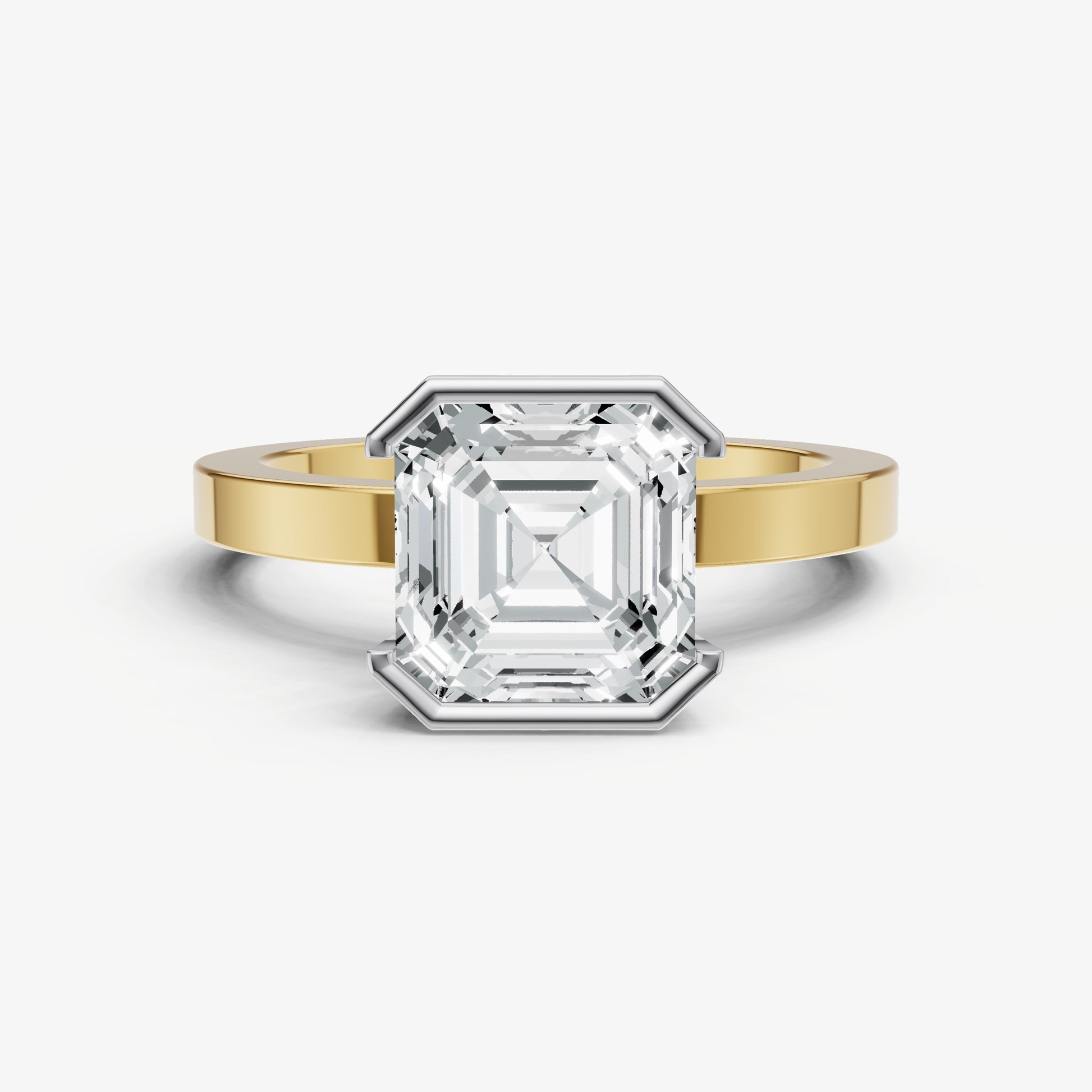 Asscher Bezel Set Solitaire Engagement Ring