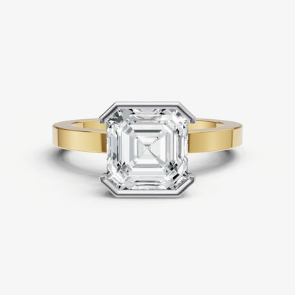 Asscher Bezel Set Solitaire Engagement Ring