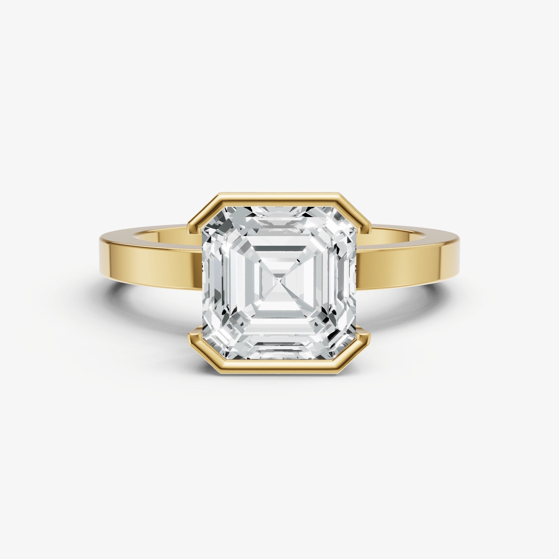Asscher Bezel Set Solitaire Engagement Ring