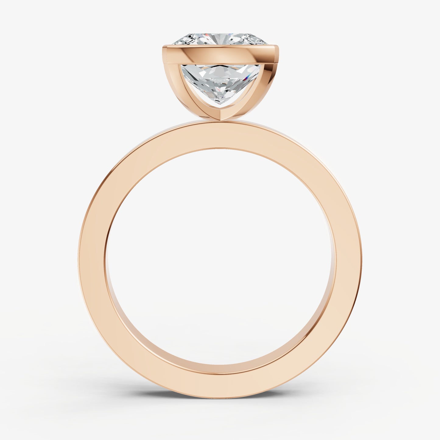 Cushion Bezel Set Solitaire Engagement Ring