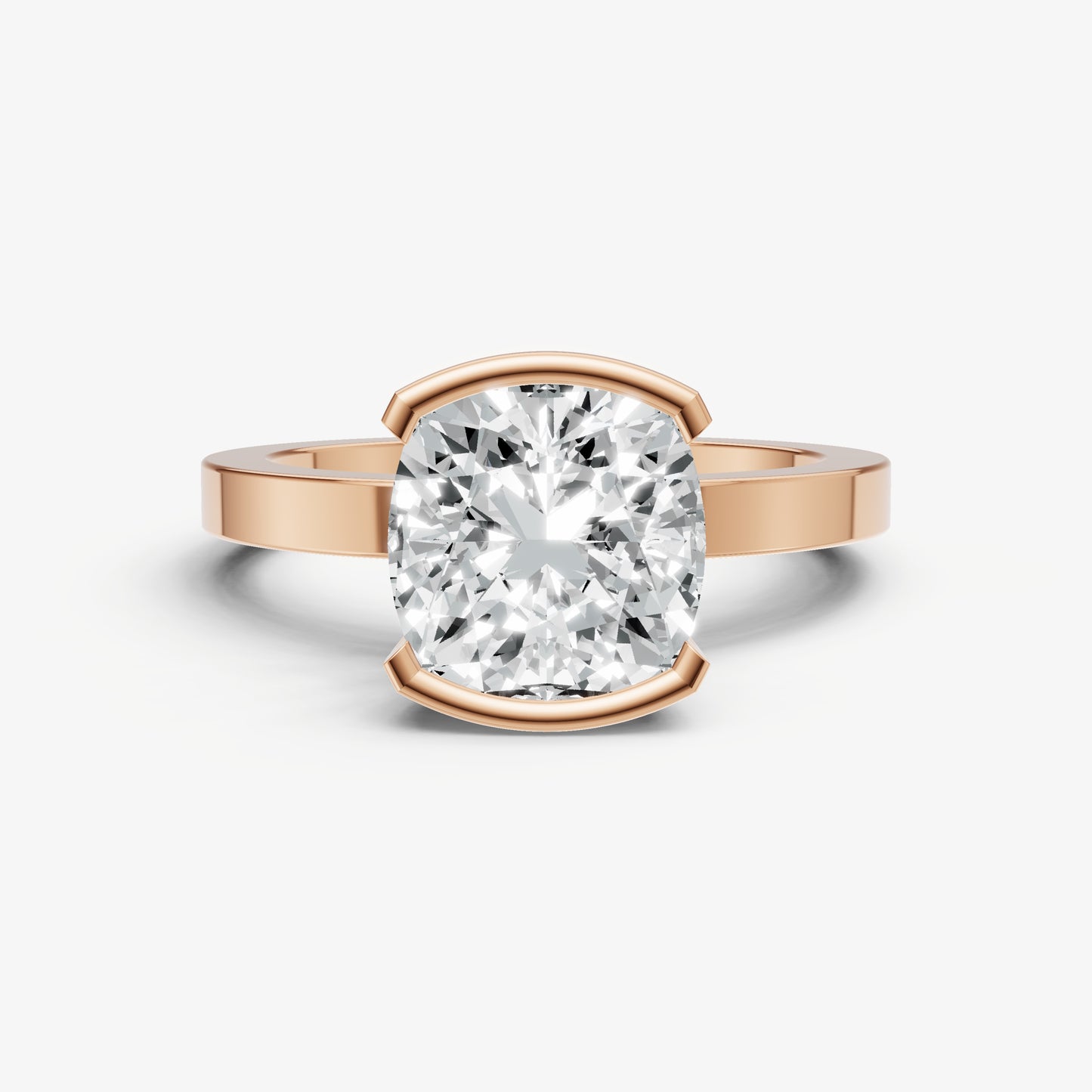 Cushion Bezel Set Solitaire Engagement Ring