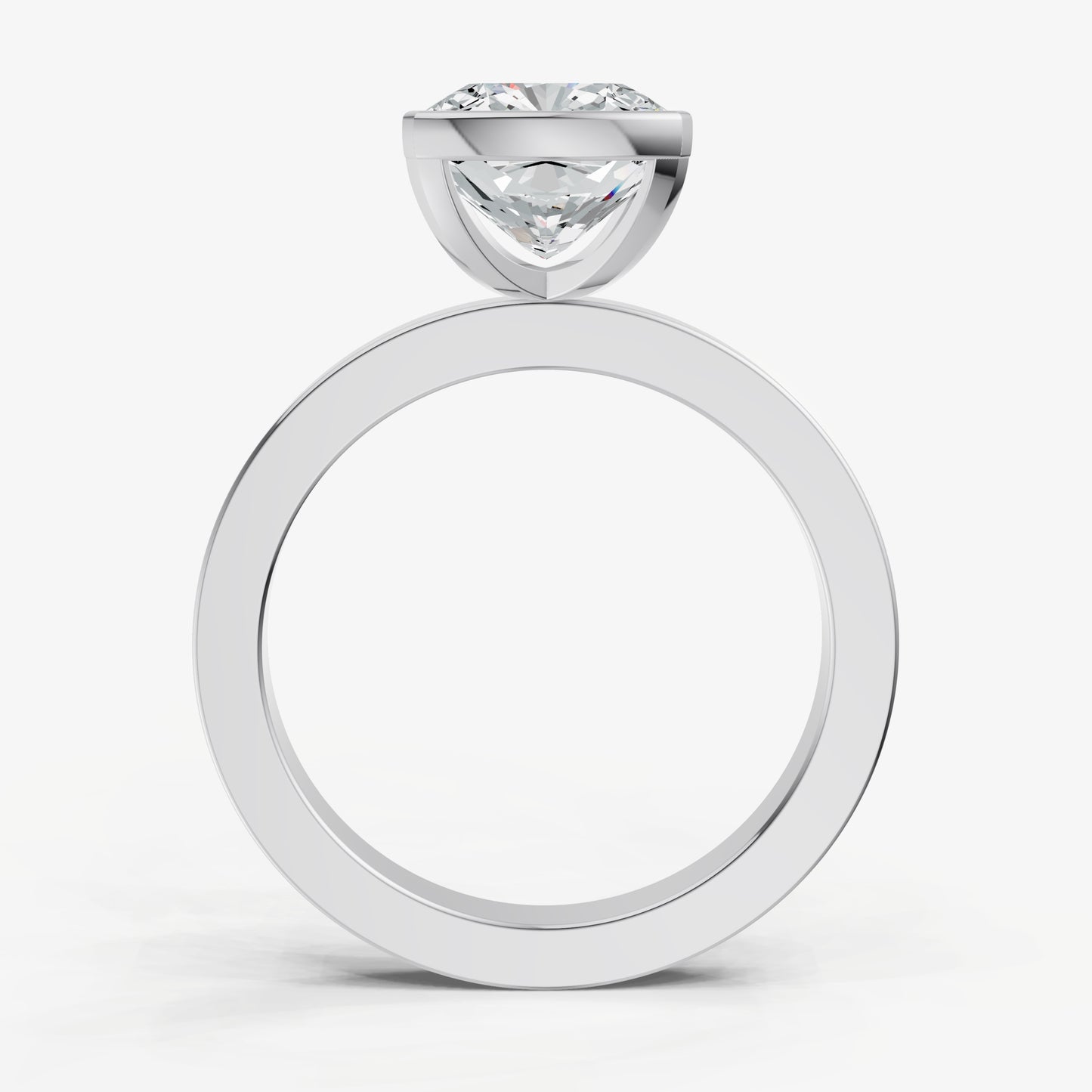 Cushion Bezel Set Solitaire Engagement Ring