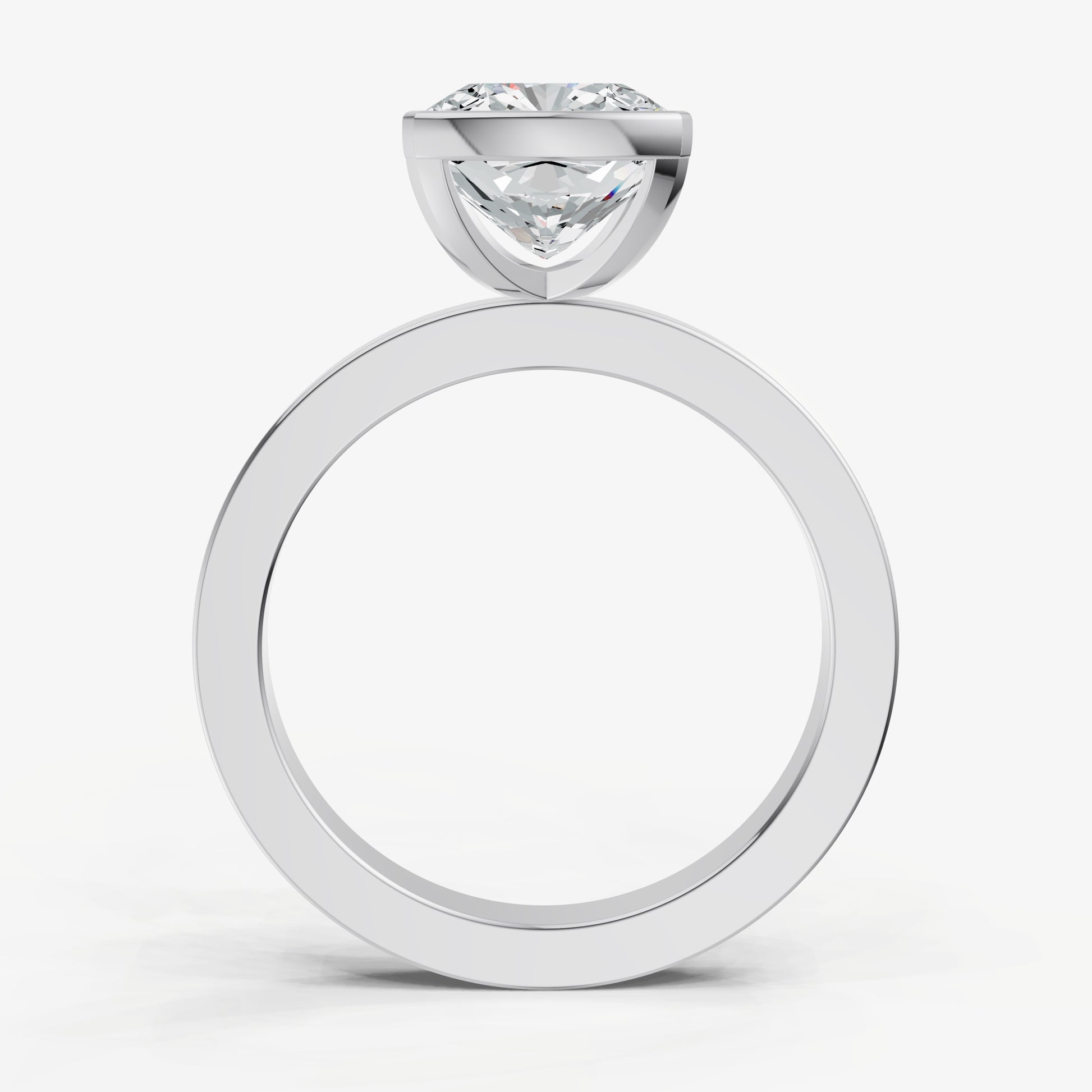 Cushion Bezel Set Solitaire Engagement Ring