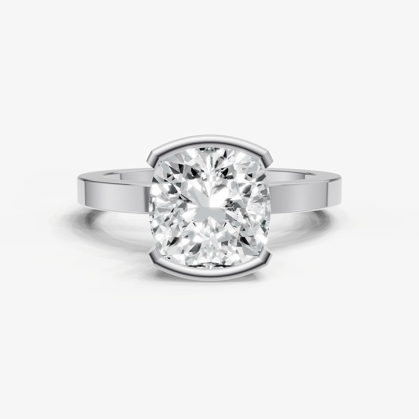 Cushion Bezel Set Solitaire Engagement Ring