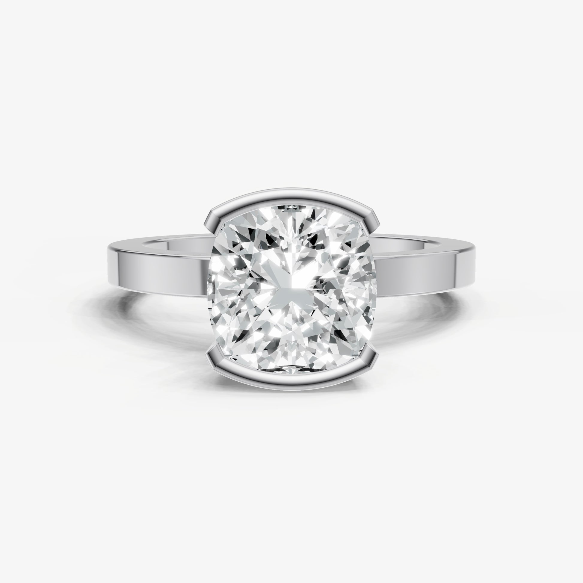 Cushion Bezel Set Solitaire Engagement Ring
