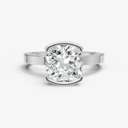Cushion Bezel Set Solitaire Engagement Ring