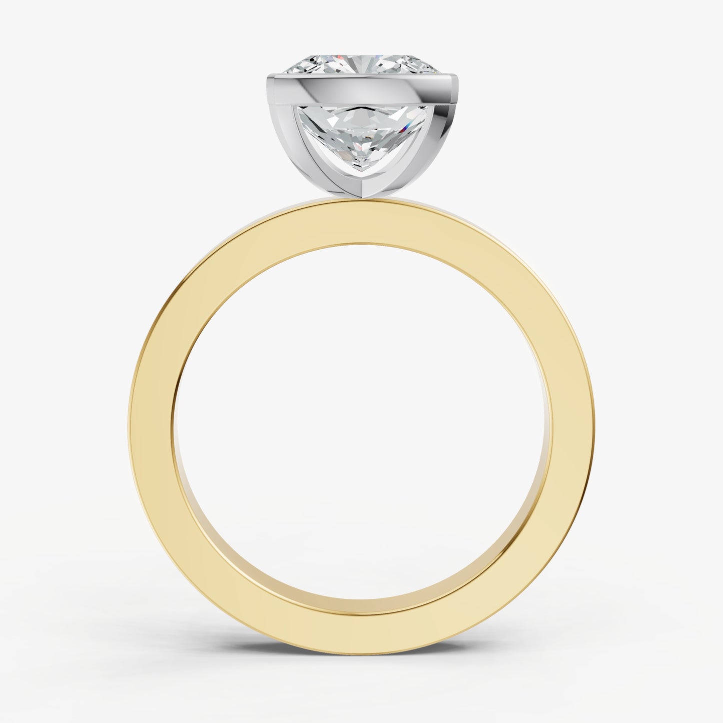 Cushion Bezel Set Solitaire Engagement Ring