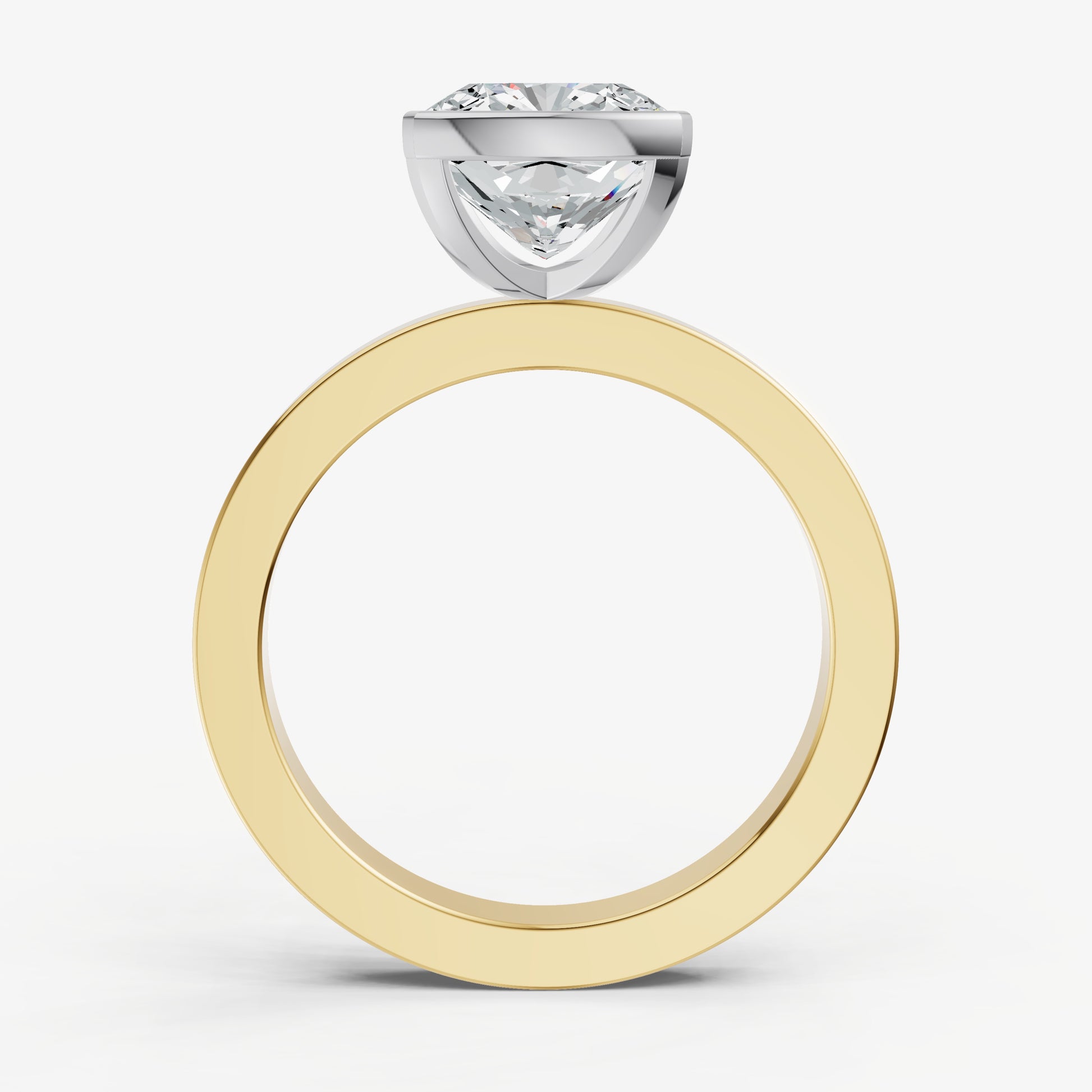 Cushion Bezel Set Solitaire Engagement Ring