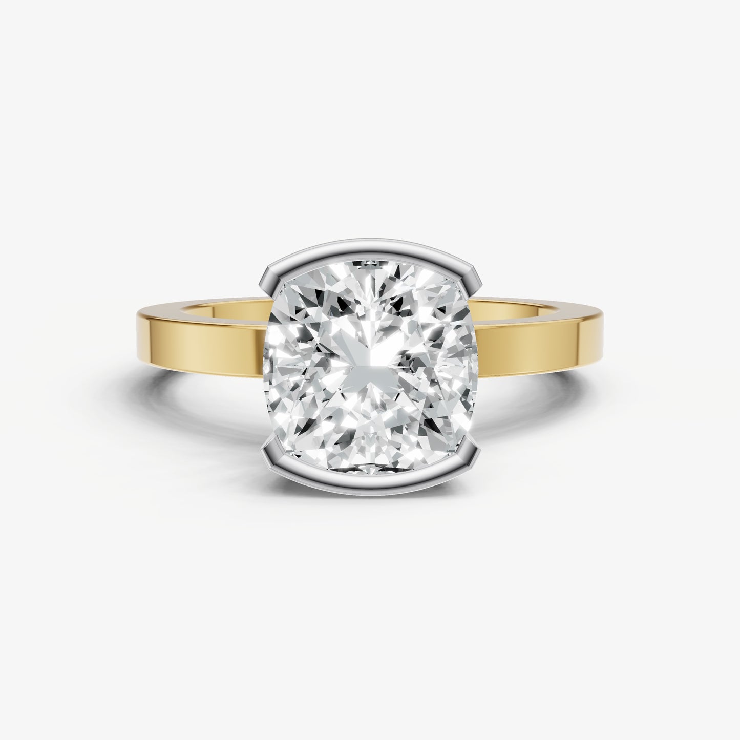 Cushion Bezel Set Solitaire Engagement Ring