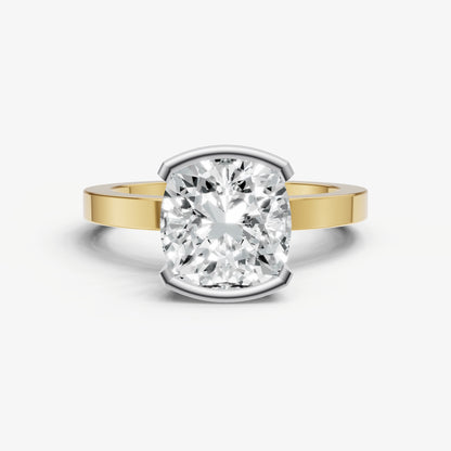 Cushion Bezel Set Solitaire Engagement Ring