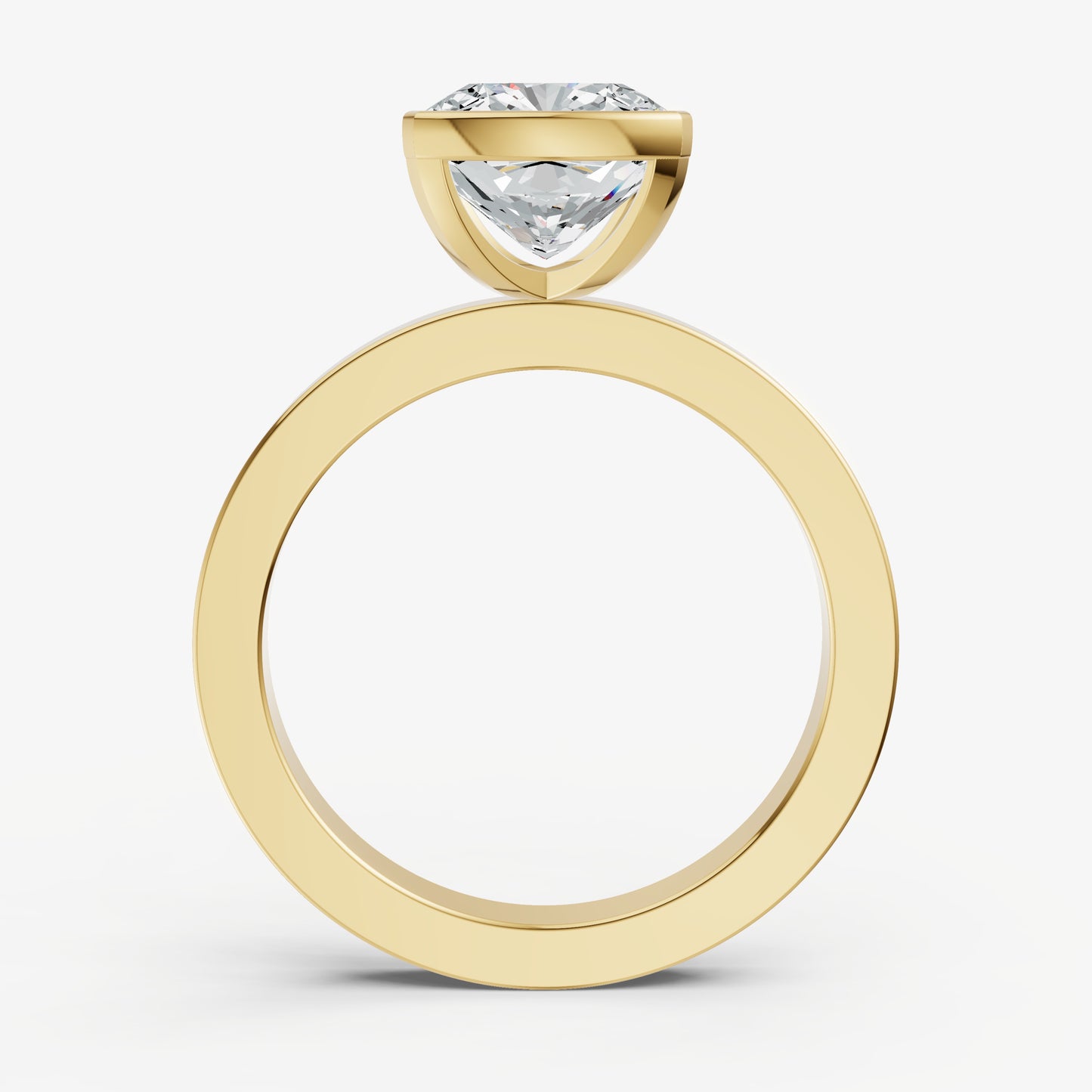 Cushion Bezel Set Solitaire Engagement Ring