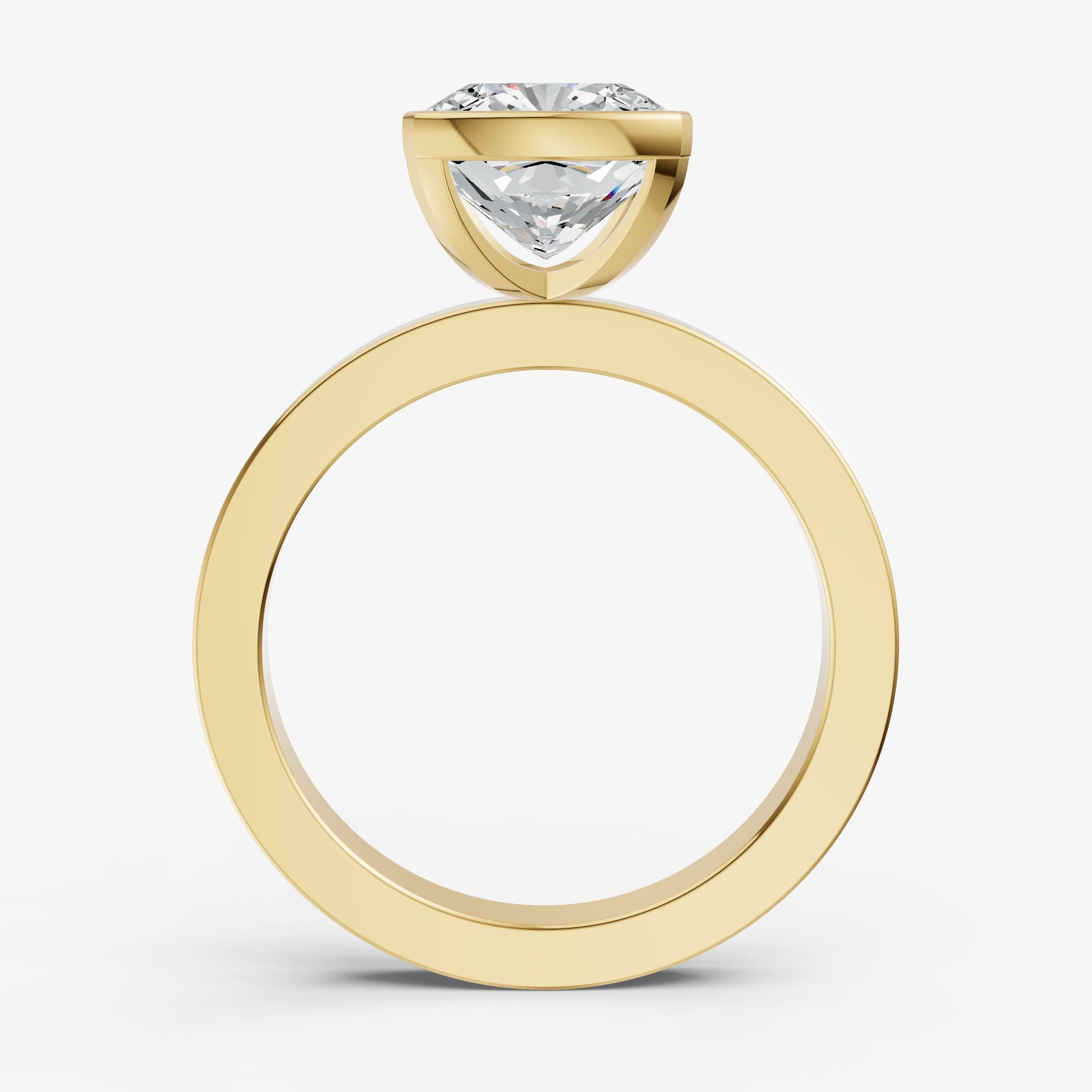 Cushion Bezel Set Solitaire Engagement Ring