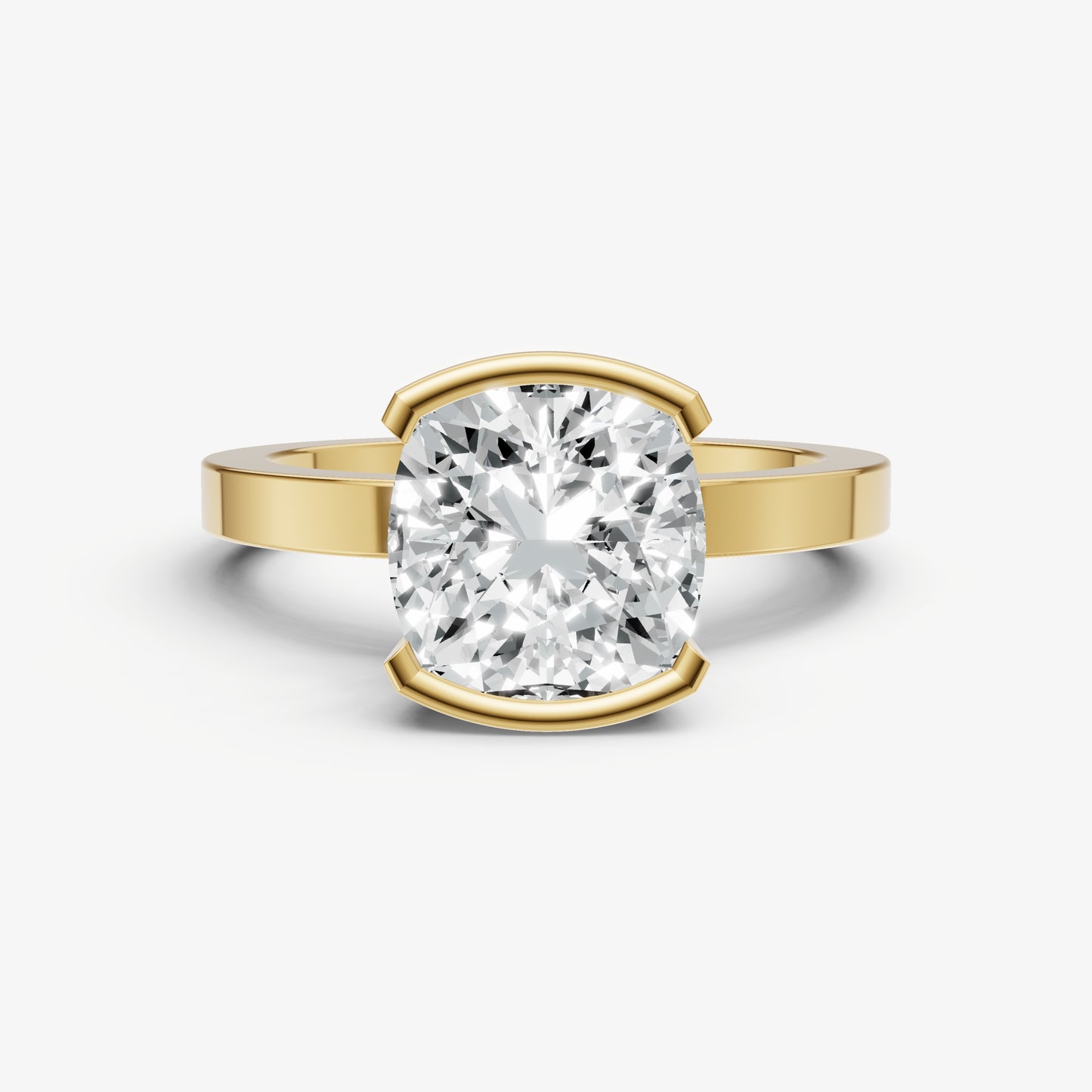 Cushion Bezel Set Solitaire Engagement Ring
