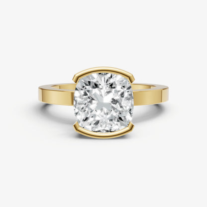 Cushion Bezel Set Solitaire Engagement Ring