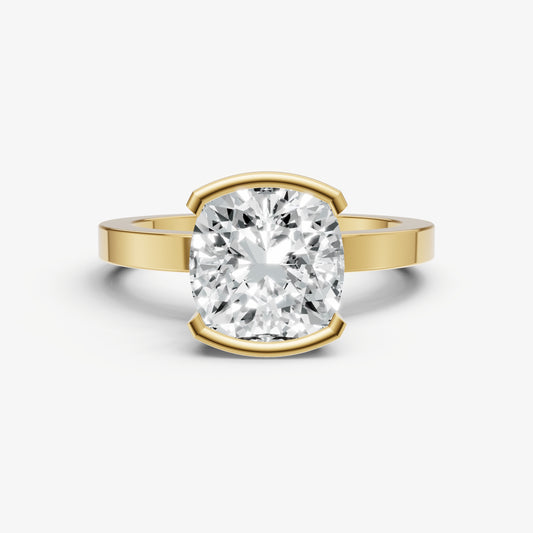Cushion Bezel Set Solitaire Engagement Ring